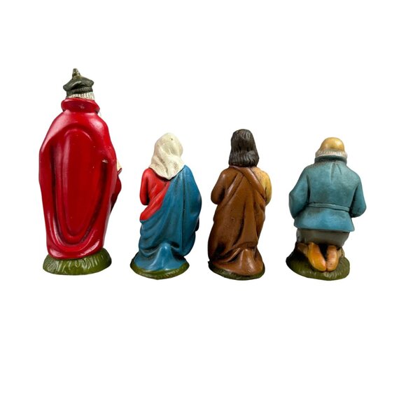 Christmas Nativity Bavarian Forest Germany Hand Painted Vintage Set of 5 - Picture 10 of 11